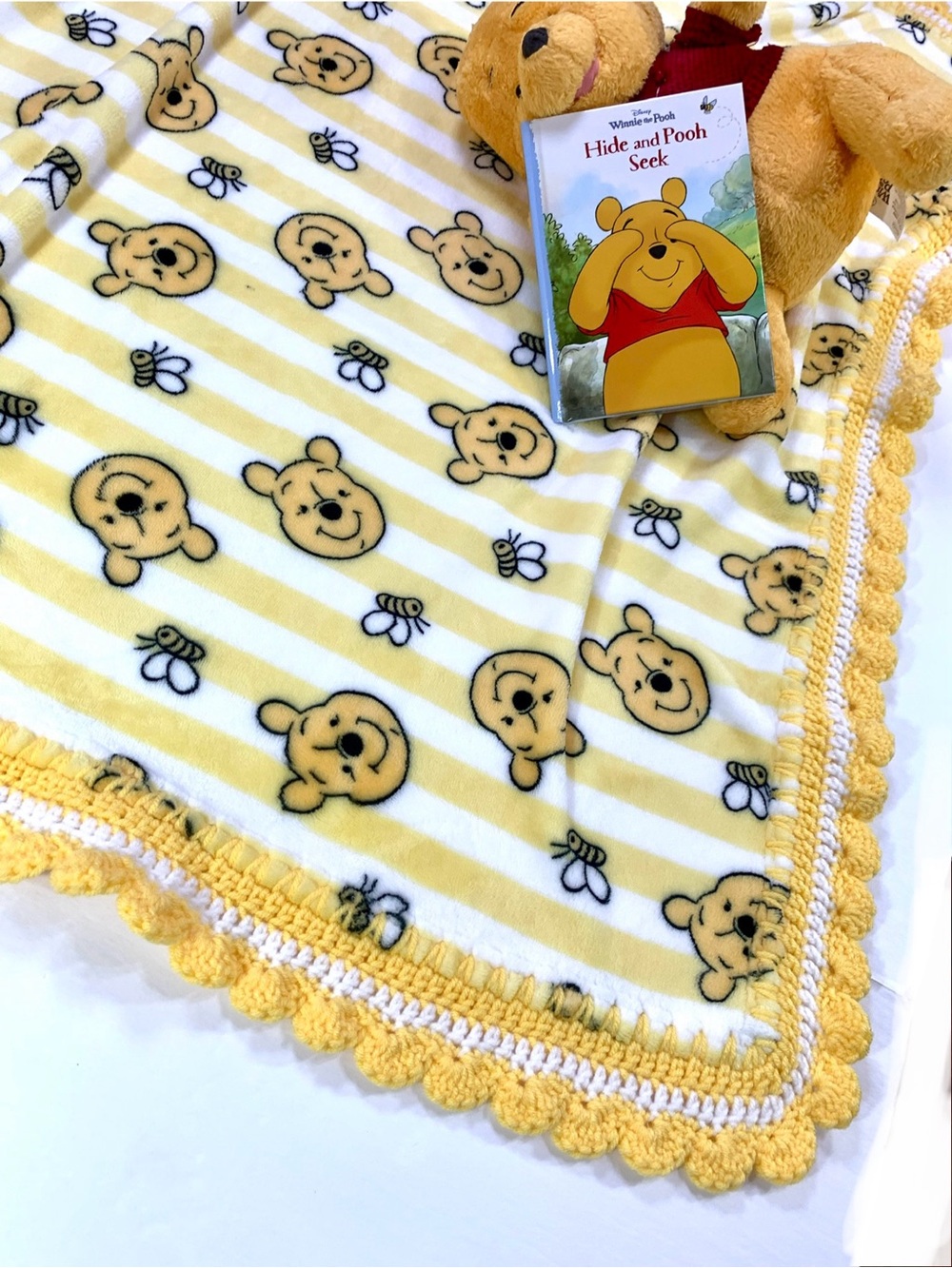 Disney Winnie the Pooh and Bees Crocheted Baby Blanket & Plush Set - Picture 7 of 11